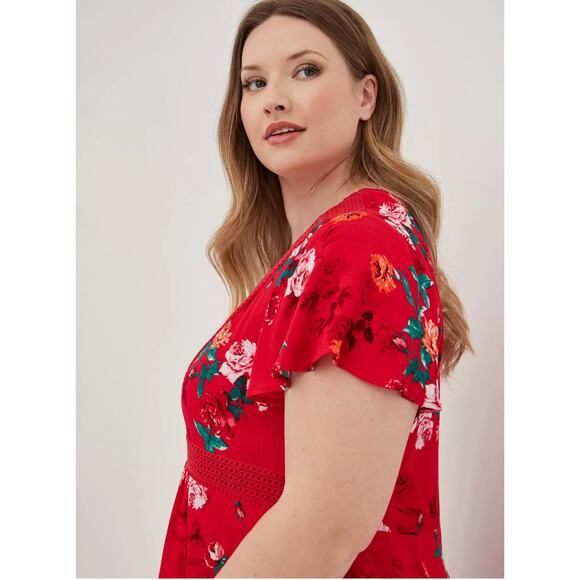 Torrid Mini Gauze Lace-Up Skater Dress Red Size 2 - Picture 6 of 9